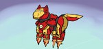 ambiguous_gender armor feral jets machine power_armor simple_background solo carniviousduck fluffy_pony marvel iron_man