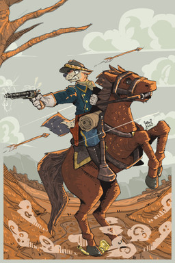 angry anthro arrow_(weapon) branch brass_instrument clenched_teeth clothing cloud ears_back fight gloves gun gun_smoke handwear hat headgear headwear holding_gun holding_object holding_ranged_weapon holding_weapon horse_tail horseshoe male military military_uniform musical_instrument outside pivoted_ears plant ranged_weapon riding_horse shooting_gun sky skyscape smoke soldier solo tail teeth teeth_showing tree trumpet uniform union_uniform_(american_civil_war) warrior weapon wearing_hat wind_instrument mawkvlt american_civil_war canid canine equid equine horse mammal 2:3 absurd_res english_description hi_res
