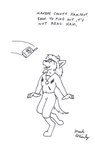 anthro clothed clothing dialogue electronics female flat_chested fur hair looking_up on_one_leg open_mouth open_smile radio simple_background smile solo standing text mark_stanley freefall_(webcomic) florence_ambrose bowman's_wolf canid canine canis mammal red_wolf wolf english_text monochrome