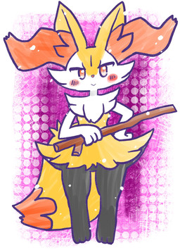 anthro biped blush blush_stickers border breasts dipstick_tail featureless_crotch female female_anthro front_view holding_object holding_stick looking_at_viewer markings mouth_closed simple_background small_breasts solo standing stick tail tail_markings white_border annyui0611 nintendo pokemon braixen canid generation_6_pokemon mammal pokemon_(species) 2024 digital_drawing_(artwork) digital_media_(artwork) full-length_portrait hi_res japanese_description portrait translated_description