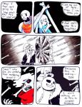 2016 aftertale ambiguous_gender animated_skeleton blood bodily_fluids bone chara_(undertale) clothing comic dialogue english_text fight frisk_(undertale) geno_sans_(aftertale) human humanoid loverofpiggies male mammal not_furry papyrus_(undertale) sans_(undertale) scarf skeleton speech_bubble text undead undertale undertale_(series)