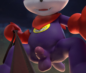 balls clothing dominant dominant_male erection genitals gloves handwear kerchief leash leash_pull leashed_viewer male mischievous_smile neckerchief neckwear penis short small_penis solo cinnamoncookies bandai_namco digimon digimon_(species) imp impmon 3d_(artwork) digital_media_(artwork) hi_res
