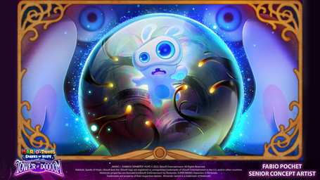 anthro blue_body blue_eyes blue_inner_ear blue_pawpads blue_skin border brown_border buckteeth close-up copyright_symbol crystal_ball duo female floating fortune_teller fortune_telling frowning_at_viewer fur hand_pawpads light looking_at_viewer magic magic_user male male_anthro mitten_hands multicolored_body noseless nude_anthro nude_male pawpads pink_tongue short_legs sparkles symbol tan_pawpads teeth text title tongue two_tone_body white_body white_fur year fabio_pochet mario_bros mario_plus_rabbids_kingdom_battle mario_plus_rabbids_sparks_of_hope nintendo raving_rabbids rayman_(series) ubisoft madame_bwahstrella spawny lagomorph mammal rabbid 16:9 2023 4k absurd_res artist_name colored concept_art crossover digital_drawing_(artwork) digital_media_(artwork) english_description english_text hi_res lighting official_art shaded widescreen