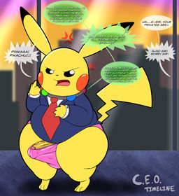 accessory after_transformation angry biped bulge ceo city city_background clothed clothed_male clothing collar demanding device dialogue erection erection_under_clothing genitals looking_at_another male necktie offscreen_character panties penis pokemon_speak profanity skyline solo suit_jacket tenting text translation_within_image translator underwear vein veiny_penis window tepigfan101 nintendo pokemon generation_1_pokemon mammal pikachu pokemon_(species) rodent 2026 absurd_res digital_media_(artwork) english_text hi_res