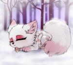 cherry_blossom claws eyes_closed female feral flower forest fur lying outside pawpads plant prunus_(flower) snow solo toe_claws tree white_body white_fur kuroran sakura_d._lyall canid canine canis mammal wolf hi_res