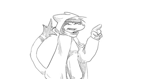 anthro bandanna_on_forehead belt cloak clothing fangs female gloves handwear muffler solo tail teeth dragonweirdo tula_(dragonweirdo) domestic_ferret mammal mustelid musteline true_musteline weasel 16:9 hi_res monochrome widescreen