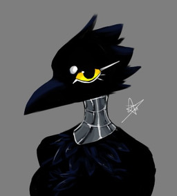 anthro black_body black_eyes breasts choker female female_anthro grey_background jewelry looking_at_viewer necklace non-mammal_breasts simple_background solo yellow_sclera jmaf33r raven_(jmaf33r) avian bird corvid corvus_(genus) oscine passerine raven 2025 low_res signature