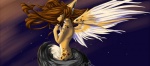 anthro eyes_closed feathered_wings feathers female hair long_hair nude piercing side_view sky solo star starry_sky tail wings tehstupidbug avelynne elfane mammal unknown_species