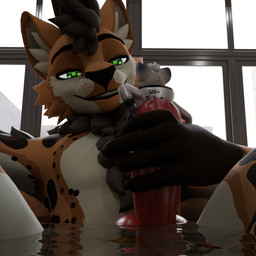 anthro bath cock_vore duo genitals macro male male/male male_pred masturbation penile penis vore angie_spangie angie(angie_spangie) felid feline mammal 1:1 3d_(artwork) digital_media_(artwork) hi_res