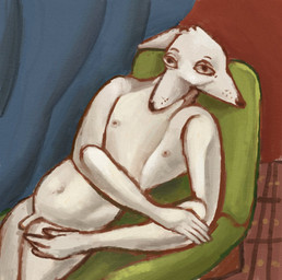 abstract_art anthro furniture genitals inside looking_at_viewer male nipples nude nude_anthro nude_male on_sofa penis sitting sitting_on_sofa sofa solo reynard_goodfellow hi_res