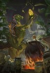 alchemist anthro cooking fantasy female flower magic plant potion solo spell conditional_dnp latex_(artist) mythology dragon mythological_creature mythological_scalie scalie hi_res