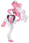 accessory anthro butt clothed clothing crossdressing garter maid_uniform male simple_background solo toeless_legwear underwear uniform upskirt white_background emufur pink_panther_(series) pink_panther felid mammal pantherine hi_res