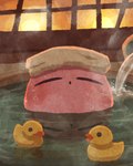 2024 4:5 :o alien ambiguous_gender anatid anseriform ara_love_kirby avian bathing bird blush cloth cloud colored detailed detailed_background digital_media_(artwork) docks duck earless eyes_closed hi_res hot_water kirby kirby_(series) mammal mouth_closed nintendo noseless not_furry nude open_mouth pink_body pink_skin rag relaxing rosy_cheeks round_body round_eyes round_head shower showering signature simple_background small_body solo sphere_creature toy twitter waddling_head wet