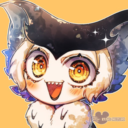 black_lipstick female lipstick makeup sharp_teeth solo teeth yellow_eyes kuronezumi6 odeth_poensis avian bird humanoid owl 1:1 hi_res