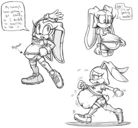 anthro belly big_belly clothing female pregnant pregnant_female shirt simple_background solo speech_bubble text topwear underage_pregnancy white_background young killboo sega sonic_the_hedgehog_(series) cream_the_rabbit lagomorph leporid mammal rabbit 2026 absurd_res hi_res monochrome