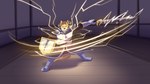 action_pose action_scene anthro electricity female fight fight_scene lightning magic motion_lines paladin pose solo shirokoi temptations_ballad_(visual_novel) artemi_(temptations_ballad) bird_dog canid canine canis domestic_dog golden_retriever hunting_dog mammal retriever hi_res