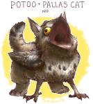 ambiguous_gender beak derp_eyes feathered_wings feathers feral nope open_mouth quadruped simple_background solo tail text what wide_eyed wings yellow_eyes iguanamouth mythology avian bird felid feline gryphon hybrid mammal mythological_avian mythological_creature pallas's_cat potoo english_text meme signature