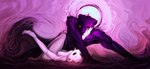 abstract_art abstract_background abstract_colors anthro black_eyes breasts duo eye_contact female fur hand_on_face looking_at_another male male/female moon muscular muscular_anthro muscular_arms muscular_humanoid muscular_male nipples partially_submerged purple_background purple_body purple_eyes purple_fur sex simple_background slime surrealism water white_body white_fur drunk_ferret animal_humanoid domestic_ferret humanoid mammal mammal_humanoid mustelid mustelid_humanoid musteline true_musteline weasel absurd_res hi_res