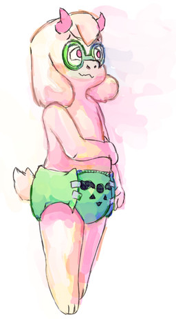 anthro clothed clothing diaper diaper_fetish embarrassed looking_away male shy slim solo wearing_diaper coffeeblend108 deltarune undertale_(series) ralsei bovid caprine goat mammal absurd_res hi_res