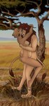 anthro anthro_on_anthro anthrofied blue_eyes breasts brown_body brown_fur brown_mane butt claws day detailed_background duo female fur holding_partner hug male male/female mane moan nature nipples nude outdoor_nudity outside outside_sex savanna sex standing standing_sex tail tail_tuft tuft conditional_dnp giftheck disney the_lion_king kopa_(the_lion_king) vitani_(the_lion_king) felid lion mammal pantherine hi_res