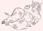 anthro big_breasts breasts cloven_hooves curled_hair curved_horn eyelashes female front_view hair hand_on_own_breast hooves horn huge_breasts huge_thighs inviting looking_at_viewer lying mature_anthro mature_female mottled nipples nude nude_anthro nude_female on_side overweight overweight_anthro overweight_female simple_background solo tail tail_tuft thick_thighs tuft unguligrade white_background mcdoogiy bovid bovine cattle mammal 2023 black_and_white digital_drawing_(artwork) digital_media_(artwork) full-length_portrait hi_res monochrome portrait signature sketch