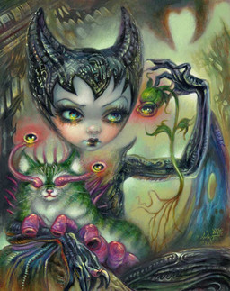2_horns alternative_fashion ambiguous_gender black_lips body_horror duo eyebrows eyelashes eyestalks female feral fur goth green_body green_fur horn lips lipstick makeup membrane_(anatomy) membranous_wings pale_skin plant pupils whiskers winged_arms wings david_van_gough jasmine_becket-griffith arthropod caterpillar demon demon_humanoid domestic_cat elemental_creature felid feline felis flora_fauna humanoid hybrid insect larva mammal monster 2024 dated formal_art painting_(artwork) traditional_media_(artwork) traditional_painting_(artwork)