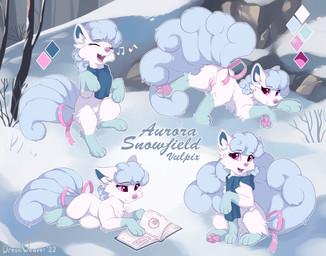4_toes 6_tails accessory anus ass_up blue_body blue_fur book bow_(feature) bow_accessory bow_ribbon butt digitigrade fangs feet female feral fur furgonomics genitals gloves_(marking) leg_markings markings multi_tail pawpads paws pink_eyes pink_nose pink_pawpads quadruped raised_tail rear_view ribbons scarf snout socks_(marking) solo tail tail_accessory tail_bow tail_ribbon teeth text toes vulva white_body white_fur dream_weaver_pony nintendo pokemon aurora_snowfield alolan_form alolan_vulpix generation_7_pokemon pokemon_(species) regional_form_(pokemon) absurd_res english_text hi_res shaded