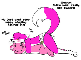 ageplay anthro breath clothing dialogue diaper duo feral fur fur_tuft infantilism male male/male masturbation multicolored_body multicolored_fur panting pink_body pink_fur plushie plushophilia roleplay rubbing text tuft two_tone_body two_tone_fur white_body white_fur yellow_eyes daddydohn shilva canid canine fox mammal mustelid otter 4:3 english_text hi_res