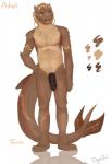 anthro flaccid genitals looking_at_viewer male nude open_mouth penis smile solo standing dyaniful fish hybrid marine shark model_sheet shaded soft_shading