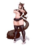 animal_ears animal_tail areola armwear big_breasts big_tail black_bottomwear black_clothing black_legwear black_skirt black_thigh_highs black_topwear blush bottomwear breasts brown_body brown_fur brown_hair clothed clothing collar facial_markings female fishnet_armwear fishnet_clothing footwear fur hair head_markings heart_symbol high_heels highlights_(coloring) huge_breasts legwear long_tail looking_at_viewer markings miniskirt narrowed_eyes navel pink_areola pink_eyes raised_clothing raised_topwear shoes simple_background skindentation skirt solo tail tan_body tan_skin thick_thighs thigh_highs topwear white_background white_highlights wide_hips womb_tattoo materclaws animal_humanoid cat_humanoid felid felid_humanoid feline feline_humanoid humanoid mammal mammal_humanoid 2023 hi_res