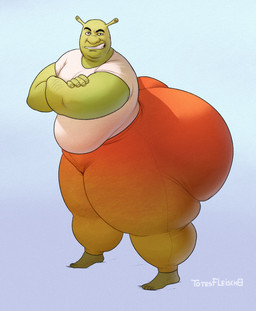 5_fingers 5_toes arm_hair arms_bent bald barefoot big_butt big_nose black_eyebrows black_eyes blue_background body_hair bottomwear butt clothed clothed_humanoid clothed_male clothing colored_nails crossed_arms eyebrows feet fingernails fingers fully_clothed fully_clothed_humanoid fully_clothed_male green_body green_fingernails green_nails green_skin huge_butt huge_thighs hyper hyper_butt hyper_thighs light male male_humanoid nails not_furry orange_bottomwear orange_clothing orange_pants overweight overweight_humanoid overweight_male pants shirt simple_background smile smiling_at_viewer solo standing t-shirt text thick_thighs toes toothy_grin topwear white_clothing white_shirt white_t-shirt white_topwear totesfleisch8 dreamworks shrek_(series) shrek_(character) humanoid ogre 2023 artist_name colored digital_drawing_(artwork) digital_media_(artwork) english_description full-length_portrait lighting portrait shaded