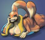 anthro areola big_breasts biped black_nose breasts brown_eyes eyelashes female looking_at_viewer lying multi_tail nipples pink_areola pink_nipples pokemorph raised_tail simple_background slightly_chubby solo tail teeth drxsmokey nintendo pokemon floatzel generation_4_pokemon pokemon_(species) 2014