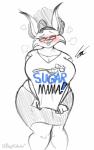 absurd_res anthro bagelcollector big_breasts blush breasts clothed clothing curvy_figure eyewear felid feline female glasses hi_res lynx makeup mammal mature_anthro mature_female slightly_chubby smile solo standing voluptuous wide_hips