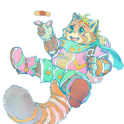 anthro backpack bottomwear brown_body brown_fur clothing fur humanoid_hands kemono male orange_body orange_fur scarf shirt shorts simple_background solo topwear white_background young furipon ailurid mammal red_panda 1:1 2021 hi_res