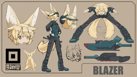 ambiguous_gender anthro attack attack_pose blonde_hair boots clothing ears_up female fennec_ears footwear fox_ears fox_tail fur gun hair happy inner_ear_fluff logo military_uniform open_mouth open_smile pensive ranged_weapon red_eyes shoes sitting smile solo surprised tail tail_motion tailwag tuft uniform weapon yellow_body yellow_fur ikino_darkino blazer(ikino_character) animal_humanoid canid canid_humanoid canine canine_humanoid fennec_fox fennec_humanoid fox fox_humanoid humanoid mammal mammal_humanoid true_fox 16:9 concept_art meme model_sheet sketch widescreen
