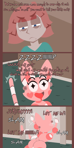 baseboard bed bedroom big_butt blue_eyes butt duo eyebrows female feral furniture hair heart_symbol larger_male machine male male/female pink_body red_hair sexbot size_difference smaller_female text wall_(structure) shane_frost driver_(shane_frost) felid feline human mammal robot absurd_res comic digital_drawing_(artwork) digital_media_(artwork) english_description english_text hi_res long_image tall_image