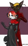 anthro black_clothing black_dress breasts cleavage clothed clothing dress duo female glamfur heart_symbol love_of_pain makeup male strapless_clothing strapless_dress tail zeriara chucky_ramirez zeriara_(character) lemur mammal primate strepsirrhine 2005