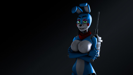 5_fingers anthro backpack big_breasts blue_body breasts crossed_arms crossgender female fingers green_eyes long_ears long_torso looking_at_viewer machine mtf_crossgender neckwear neckwear_only nipples nude simple_background small_head small_waist solo white_body white_breasts white_nipples nuidon disembowell_(modeler) five_nights_at_freddy's five_nights_at_freddy's_2 scottgames toy_bonnie_(fnaf) animatronic lagomorph leporid mammal rabbit robot 16:9 3d_(artwork) digital_media_(artwork) hi_res source_filmmaker_(artwork) widescreen