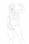 abs clothing female freckles gloves handwear long_tongue looking_at_viewer midriff muscular muscular_female muscular_humanoid simple_background solo tongue white_background hatebit ben_10 cartoon_network attea alien amphibian frog humanoid incursean absurd_res artist_name black_and_white hi_res monochrome sketch