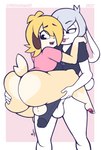 anthro anthro_on_anthro backsack balls big_butt big_penis blonde_hair butt butt_grab duo femboy fur genitals hair hand_on_butt huge_butt humanoid_genitalia humanoid_penis imminent_sex josou_seme male male/male penis white_body white_fur pkfirefawx niko_(pkfirefawx) zack_(thezackrabbit) canid canine canis domestic_dog lagomorph leporid mammal rabbit 2022 absurd_res hi_res