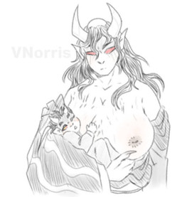black_hair breasts claws clothed clothing crossgender duo eyes_closed female hair holding_child horn male mature_female neonate partially_clothed pointy_ears red_eyes stretch_marks yellow_eyes young puppetmaster13uwu demon_slayer kimetsu_no_yaiba hantengu_(demon_slayer) zohakuten_(demon_slayer) demon horned_humanoid humanoid sketch mother_(lore) mother_and_child_(lore) parent_(lore) parent_and_child_(lore)