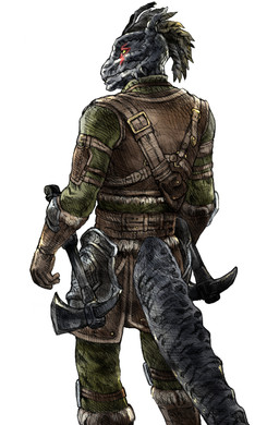 anthro armor axe boots clothed clothing footwear male nails shoes solo tail tomato_(artist) bethesda_game_studios microsoft the_elder_scrolls the_elder_scrolls_online sharp-as-night argonian lizard reptile scalie