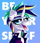 alternative_fashion blue_background blue_eyes female horn piercing punk simple_background solo tongue tongue_out tongue_piercing unicorn_horn rtootb friendship_is_magic hasbro my_little_pony raripunk rarity_(mlp) equid equine horse mammal pony absurd_res hi_res