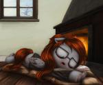 book clothed clothed_feral clothing detailed_background eyes_closed eyewear female feral fireplace fur glasses grey_body grey_fur hair inside long_hair lying open_mouth red_hair sleeping solo wings winter darkstylerz hasbro my_little_pony mythology fan_character equid equine mammal mythological_creature mythological_equine pegasus 2018 digital_media_(artwork)