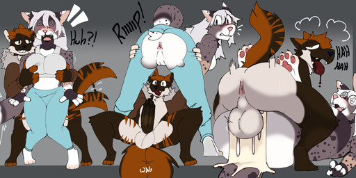 anthro anus balls big_balls bodily_fluids bottomwear breast_grab breast_play breasts breath brown_penis clothed clothing confusion cum cum_in_vagina cum_inside denim denim_bottomwear denim_clothing dizzy_eyes duo erection female from_front_position genital_fluids genitals hand_on_breast humanoid_genitalia humanoid_penis jeans male male/female mating_press nude panting pants penetration penis ripping_sound_effect sex shocked tail tail_motion tailwag torn_bottomwear torn_clothing torn_pants vaginal vaginal_penetration vulva knightferret dia_(furchev) joseph_(soldierguy) felid hyena mammal pantherine snow_leopard absurd_res hi_res