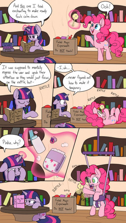 age_regression angry baby_powder baby_rattle book box clothed clothing container dialogue diaper diaper_only duo female feral horn hypnosis mental_regression mind_control motion_blur motion_lines object_in_mouth pacifier pacifier_in_mouth text topless wearing_diaper skitterpone friendship_is_magic hasbro my_little_pony mythology pinkie_pie_(mlp) twilight_sparkle_(mlp) earth_pony equid equine horse mammal mythological_creature mythological_equine pony unicorn comic english_text hi_res