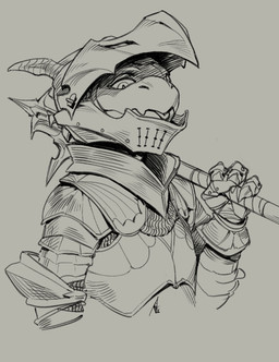 ambiguous_gender anthro armor biped blep chainmail clothing couter cuirass furgonomic_helmet furgonomics gauntlets gloves handwear headgear helmet holding_mace holding_melee_weapon holding_object holding_weapon horn knight mace melee_weapon open_visor pauldron rerebrace solo tongue tongue_out visor_helmet warrior weapon crestfallenartist kobold scalie 2026 digital_media_(artwork) half-length_portrait hi_res portrait