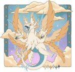 arceus_symbol blue_background blue_body blue_mouth border cloud floating halo looking_at_viewer multi_head multi_wing multicolored_body simple_background solo star surgical_suture two_tone_body white_body white_border wings ouroborotter nintendo pokemon fan_character angel generation_5_pokemon hydreigon pokemon_(species) seraph_(angel) absurd_res hi_res