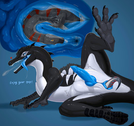 abdominal_bulge anal anal_vore animal_genitalia anus belly blue_anus blue_eyes blue_insides blue_penis bodily_fluids breath claws drooling duo feet feral foot_focus genitals guts internal intestinal_fluid intestines knot knotted_penis male male/male organs penis saliva saliva_string scutes sharp_teeth talons teeth text toes tongue tongue_out vore yellow_eyes softceiling sorrel_(sorrelbirdy) dinosaur dromaeosaurid prehistoric_species reptile saurischian scalie spinosaurid spinosaurus theropod absurd_res hi_res