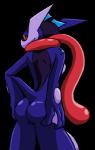 anthro big_butt biped breasts butt female genitals looking_back non-mammal_breasts nude pose presenting presenting_hindquarters pussy raised_tail red_eyes simple_background solo standing tail tongue tongue_out transparent_background vibrantechoes nintendo pokemon amphibian generation_6_pokemon greninja pokemon_(species) scalie 2015 alpha_channel digital_media_(artwork)